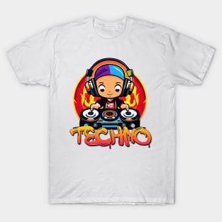 Groove Master: Colorful Cartoon DJ Turntable T-Shirt